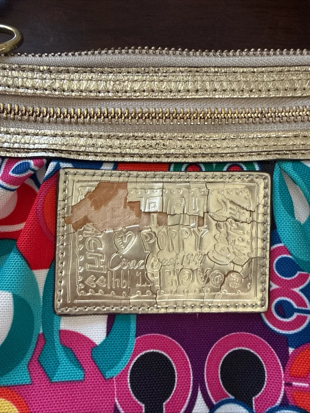 Vintage Y2K Coach Poppy Graffiti Glam Signature C Crossbody Bag Shoulder Handbag